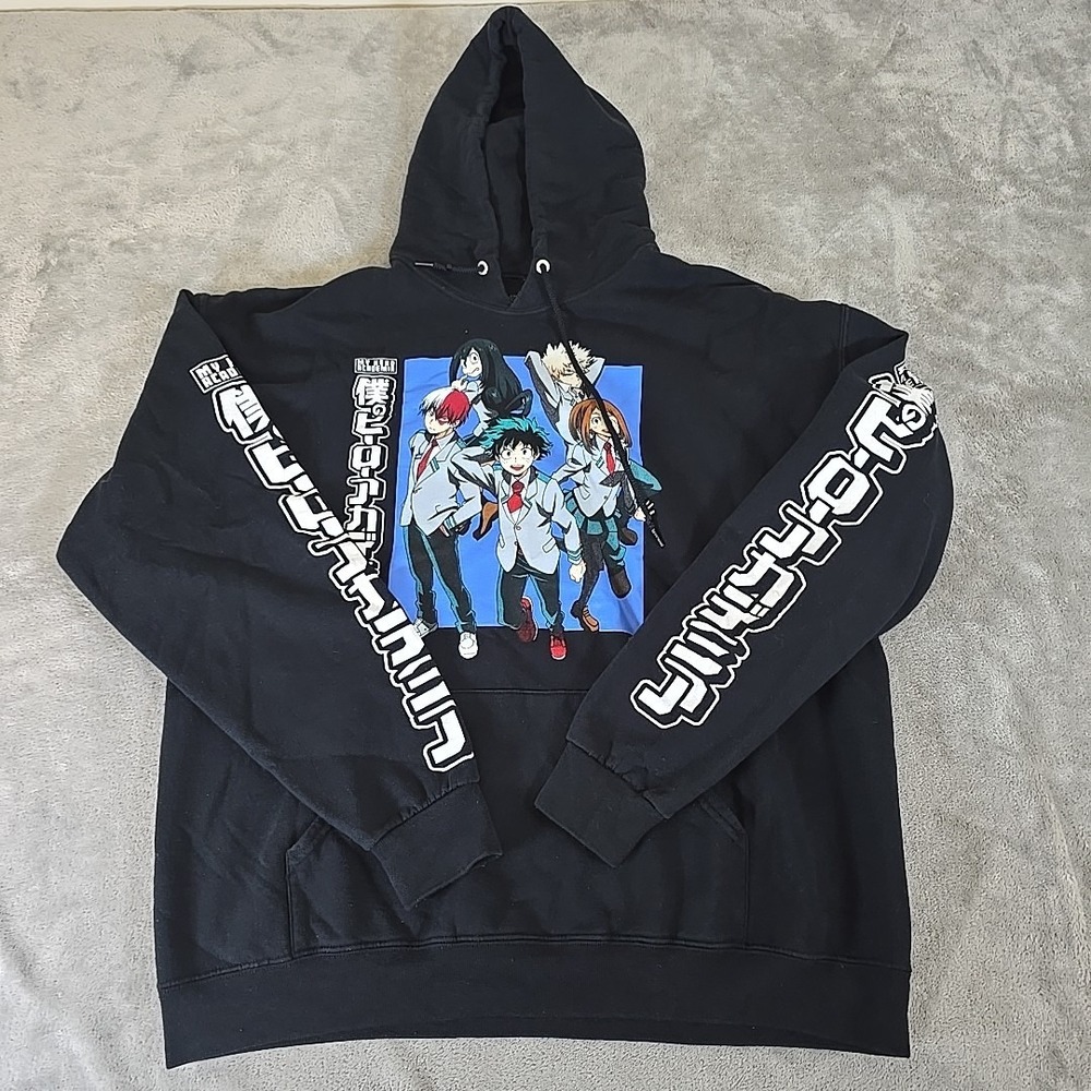 My Hero Academia Sweatshirt Mens XL Black Hoodie Anime Graphic Funimation Casual